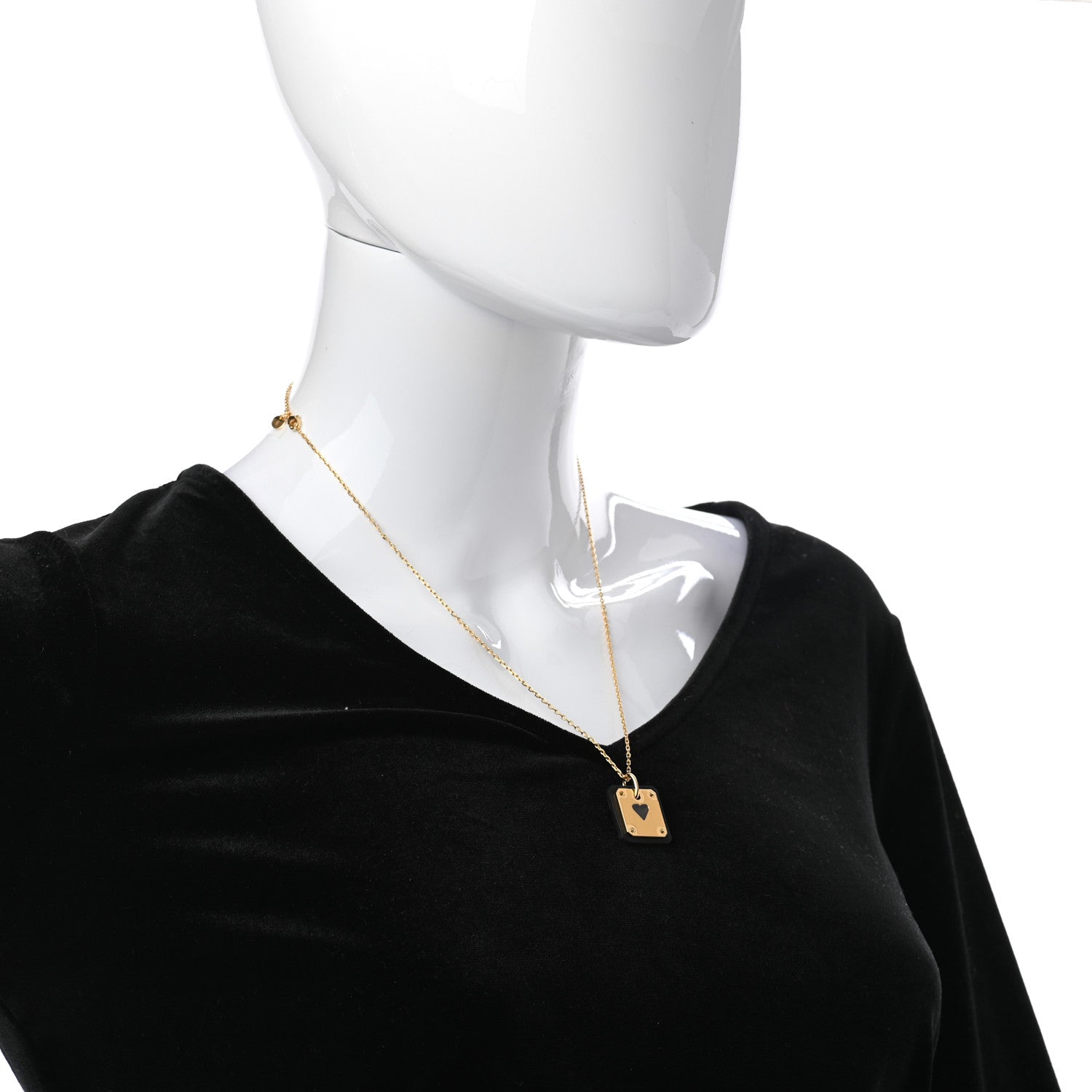 Hermes Gold Plated Swift As De Coeur Necklace Black 2 of 6