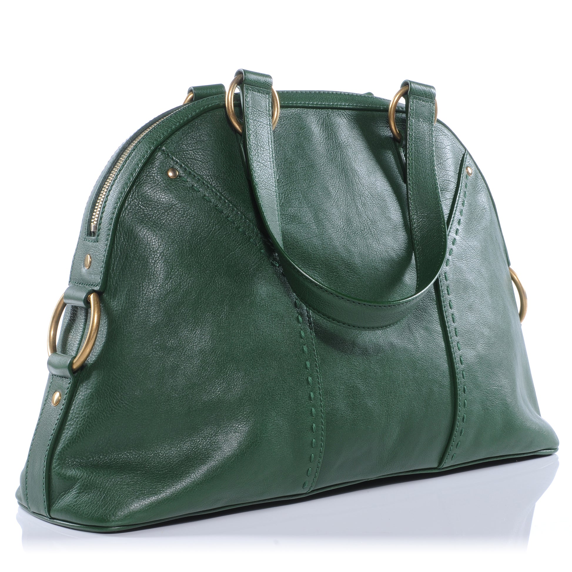 Saint Laurent Leather Large Muse Green 3 of 8