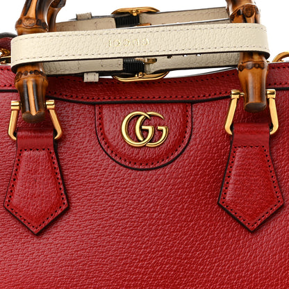 Gucci Textured Dollar Calfskin Web Mini Diana Tote Bag Red 8 of 11