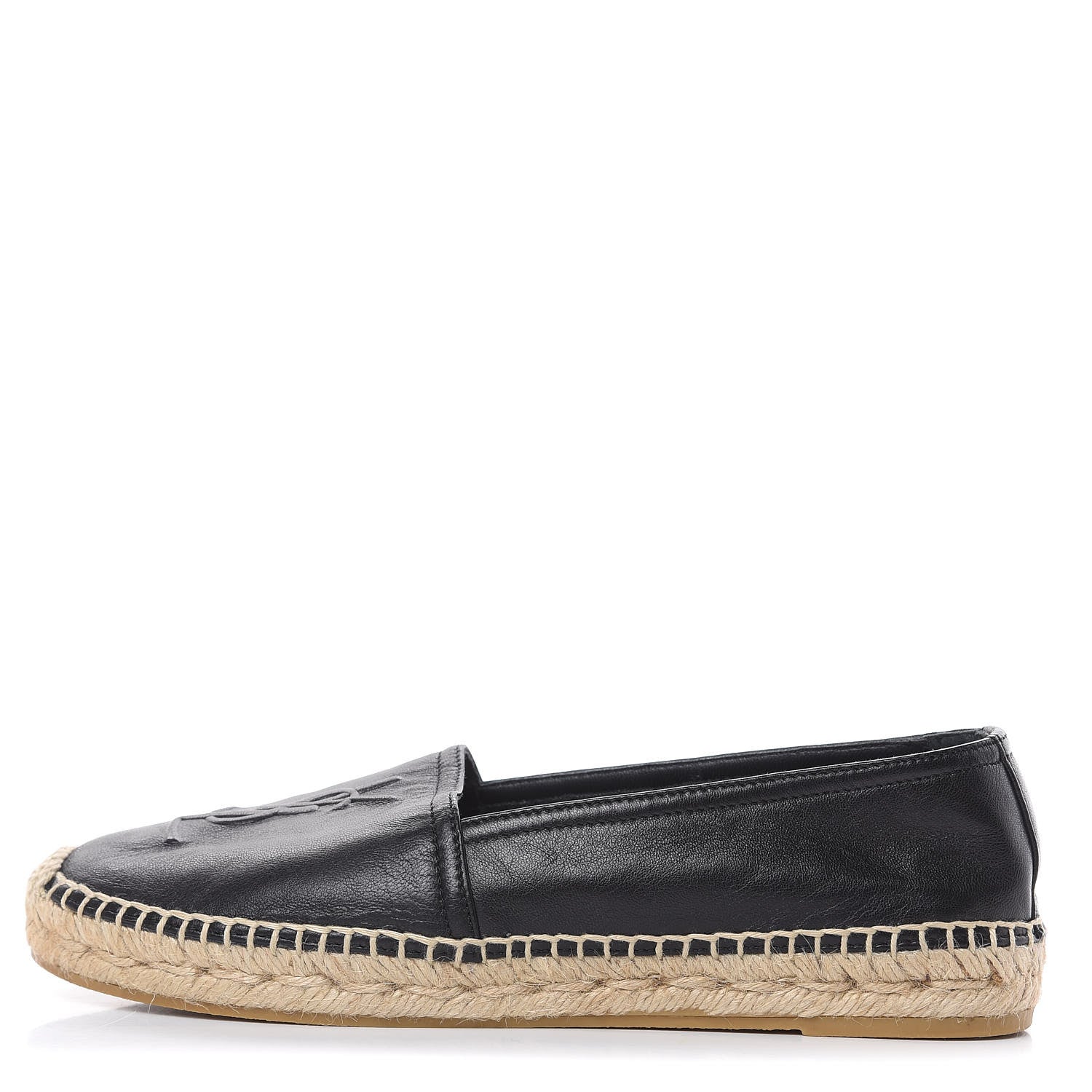 Saint Laurent Lambskin Monogram Espadrilles 37.5 Black 1 of 10
