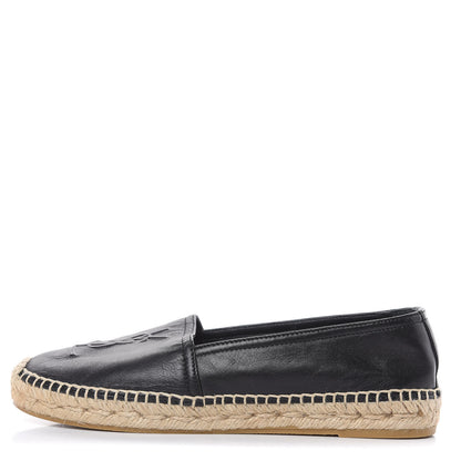 Saint Laurent Lambskin Monogram Espadrilles 37.5 Black 1 of 10
