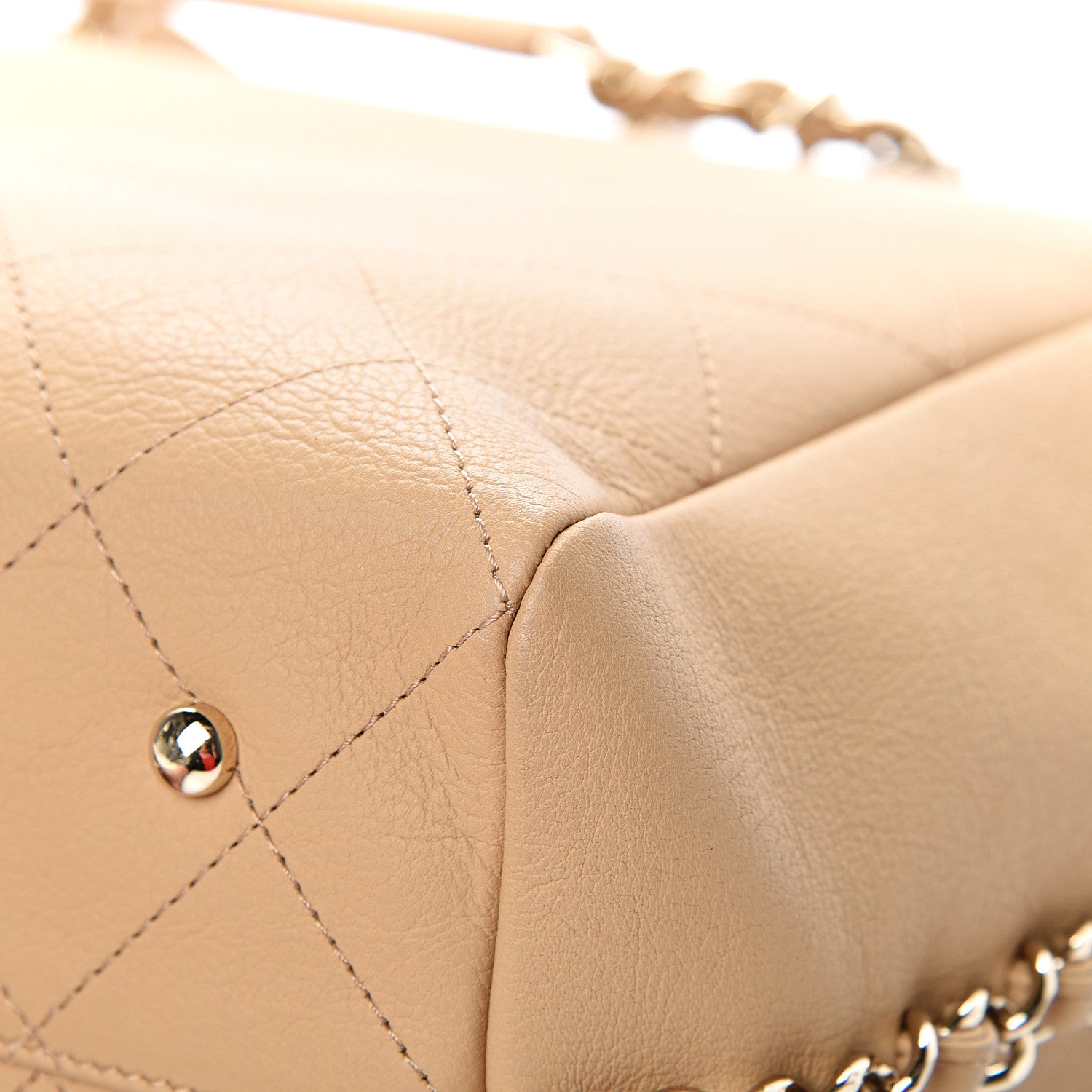 Chanel Bullskin Stitched Medium Shopping Bag Beige 12 of 13