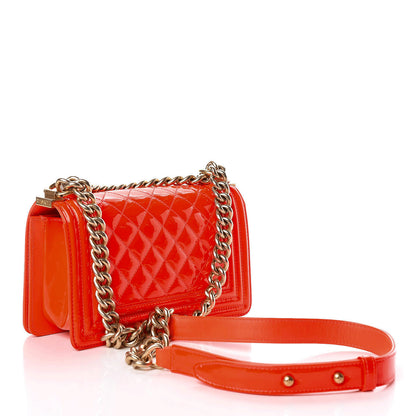 Chanel Patent Calfskin Quilted Small Boy Flap Orange 3 of 11