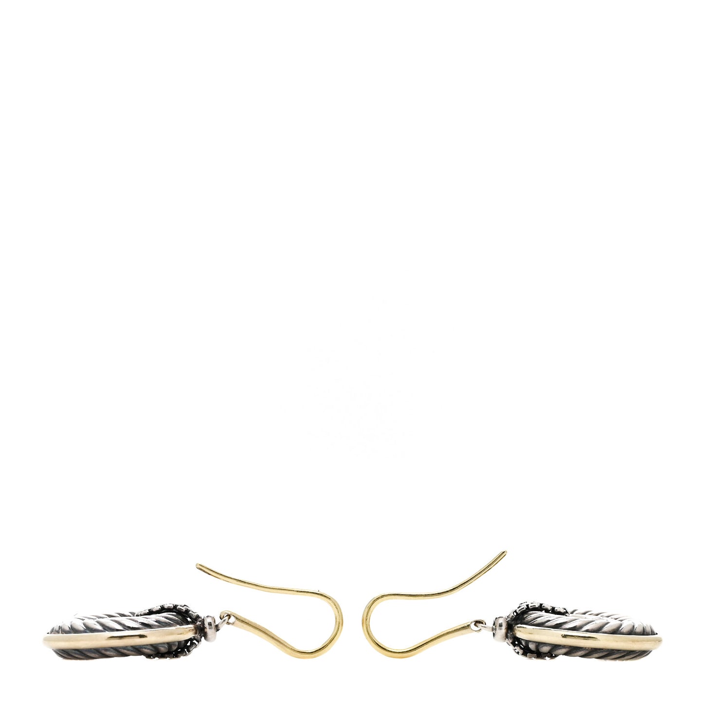 Sterling Silver 18K Yellow Gold Cable Disc Drop Earrings
