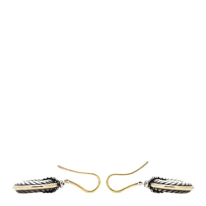 David Yurman Sterling Silver 18K Yellow Gold Cable Disc Drop Earrings 3 of 4