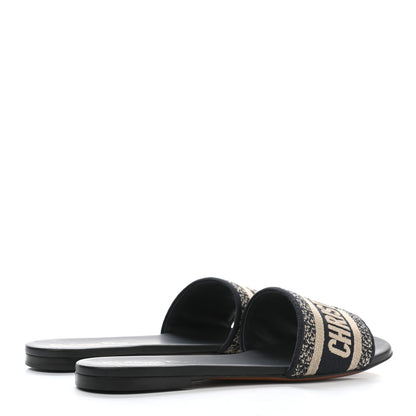 Christian Dior Canvas Embroidered Dway Mules Slide Sandals 38.5 Deep Blue 4 of 11