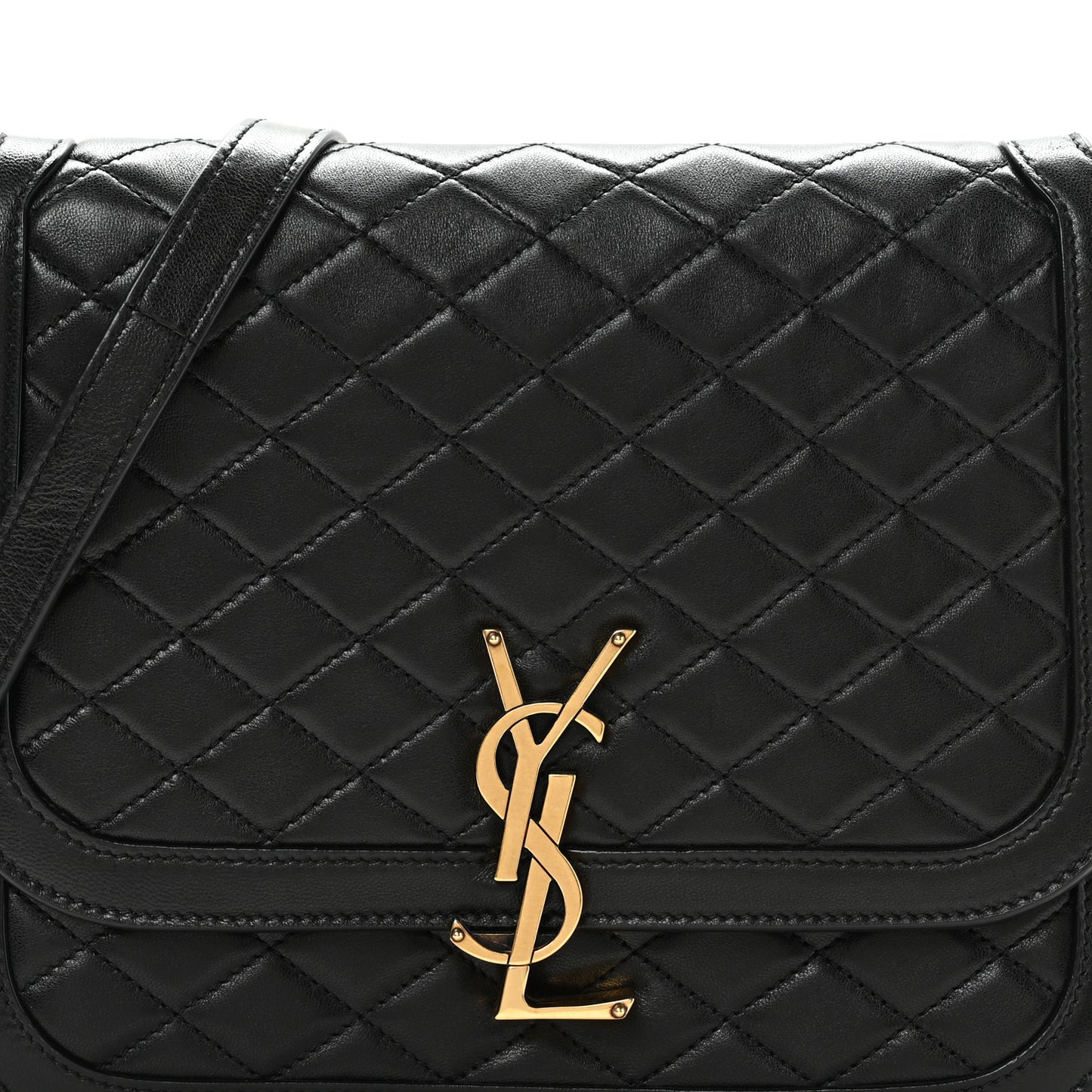 Lambskin Quilted Monogram Medium Solferino Satchel Black