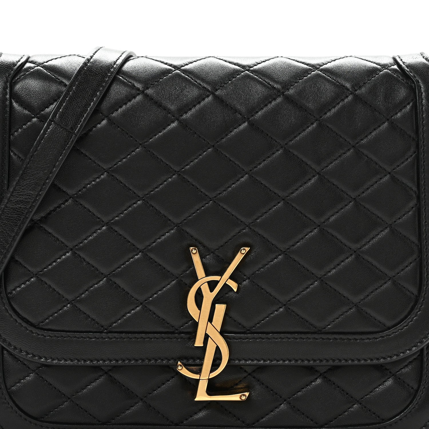 Saint Laurent Lambskin Quilted Monogram Medium Solferino Satchel Black 8 of 12