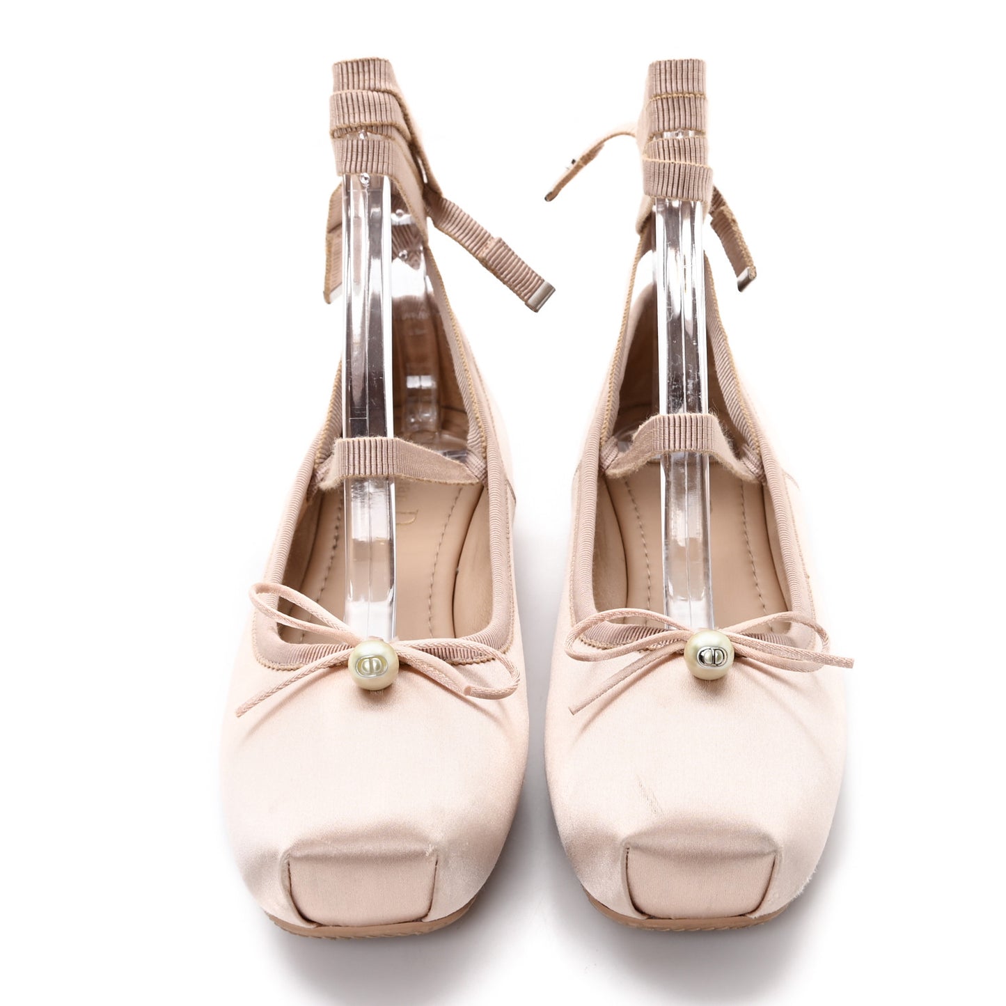 Satin Grosgrain D-Joy Ballet Flats 36 Beige Rose