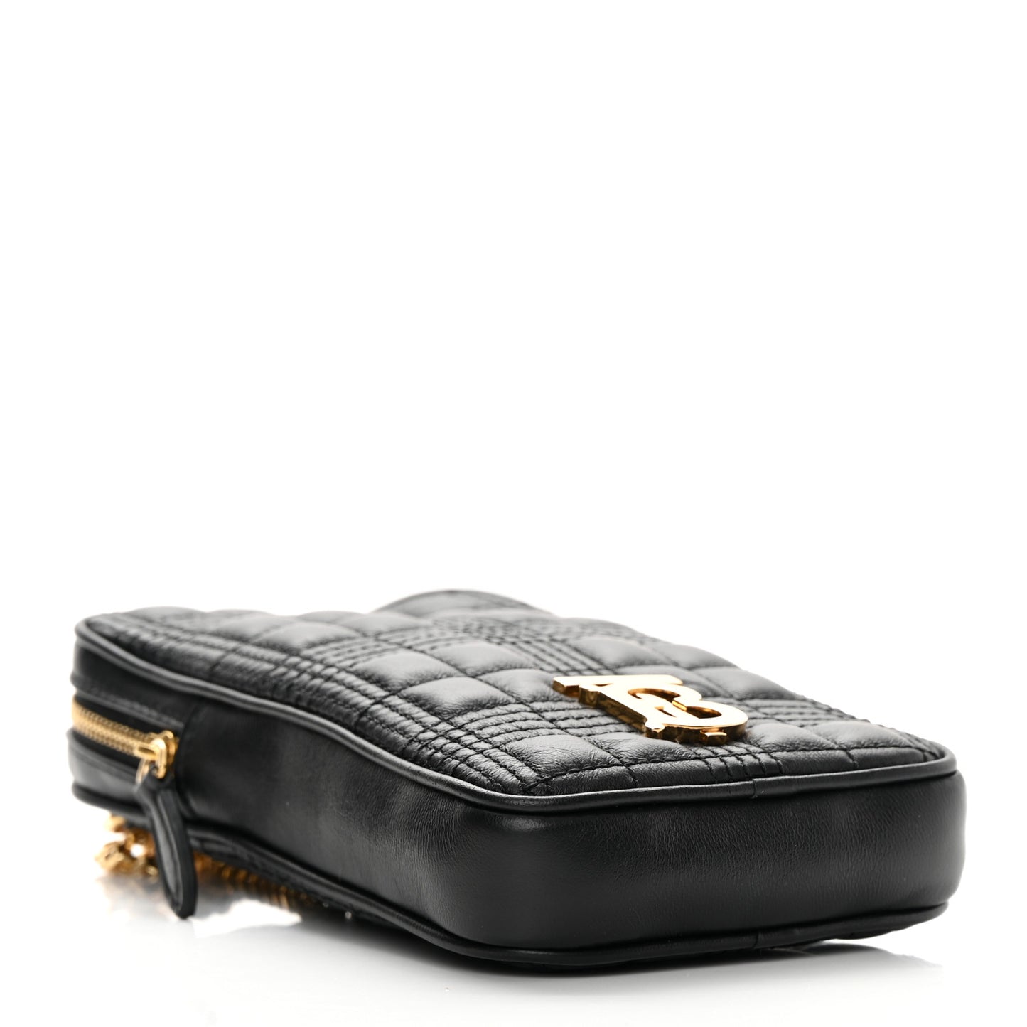 Lambskin Quilted Mini Lola Vertical Crossbody Bag Black