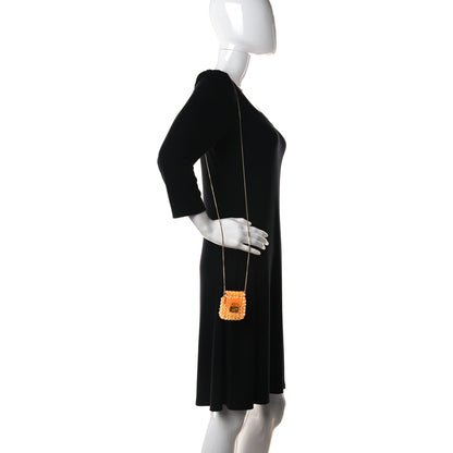 Fendi Glass Vitello King Beaded Mini Pico Baguette Charm Orange 3 of 7