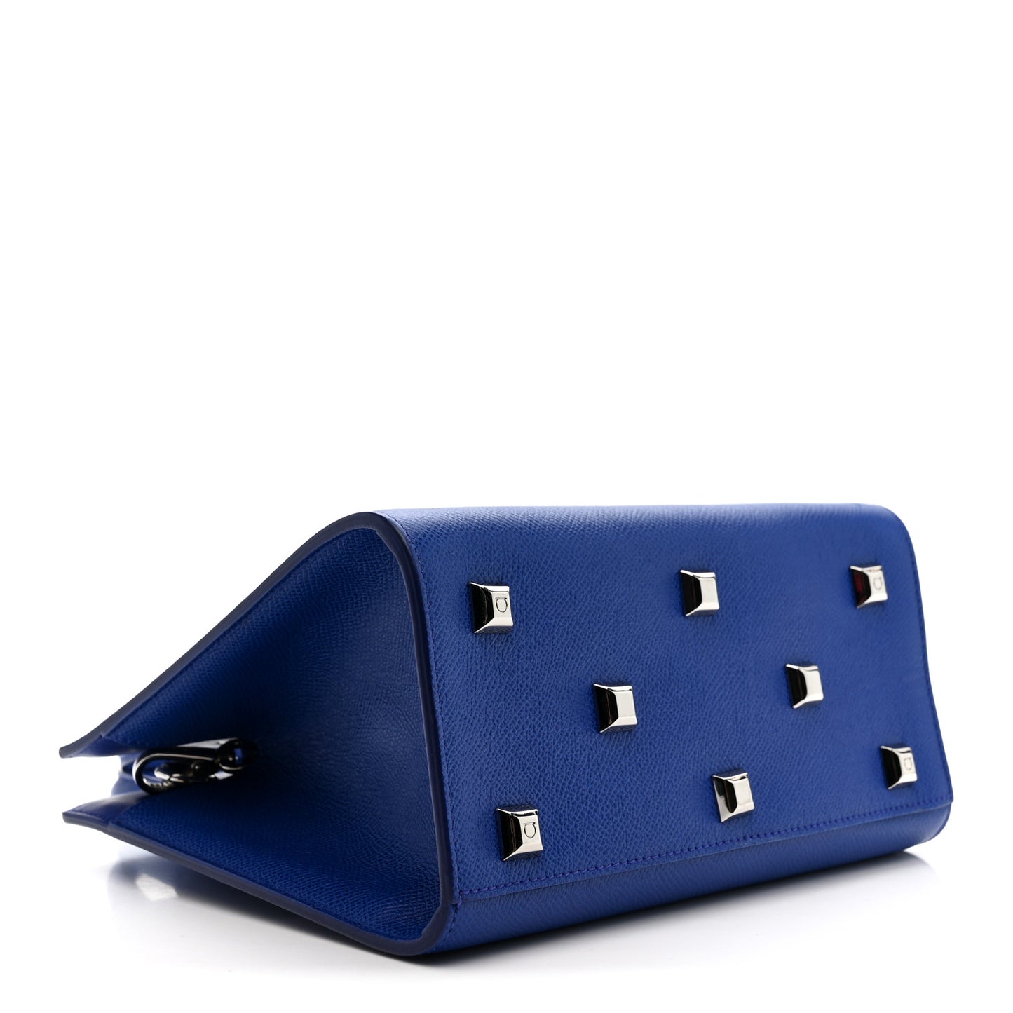 Hammered Calfskin Small The Studio Box Bag Lapis Lazuli