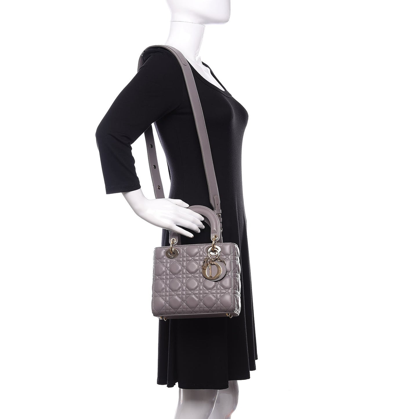 Lambskin Cannage Small Lucky Badges My Lady Dior Grey