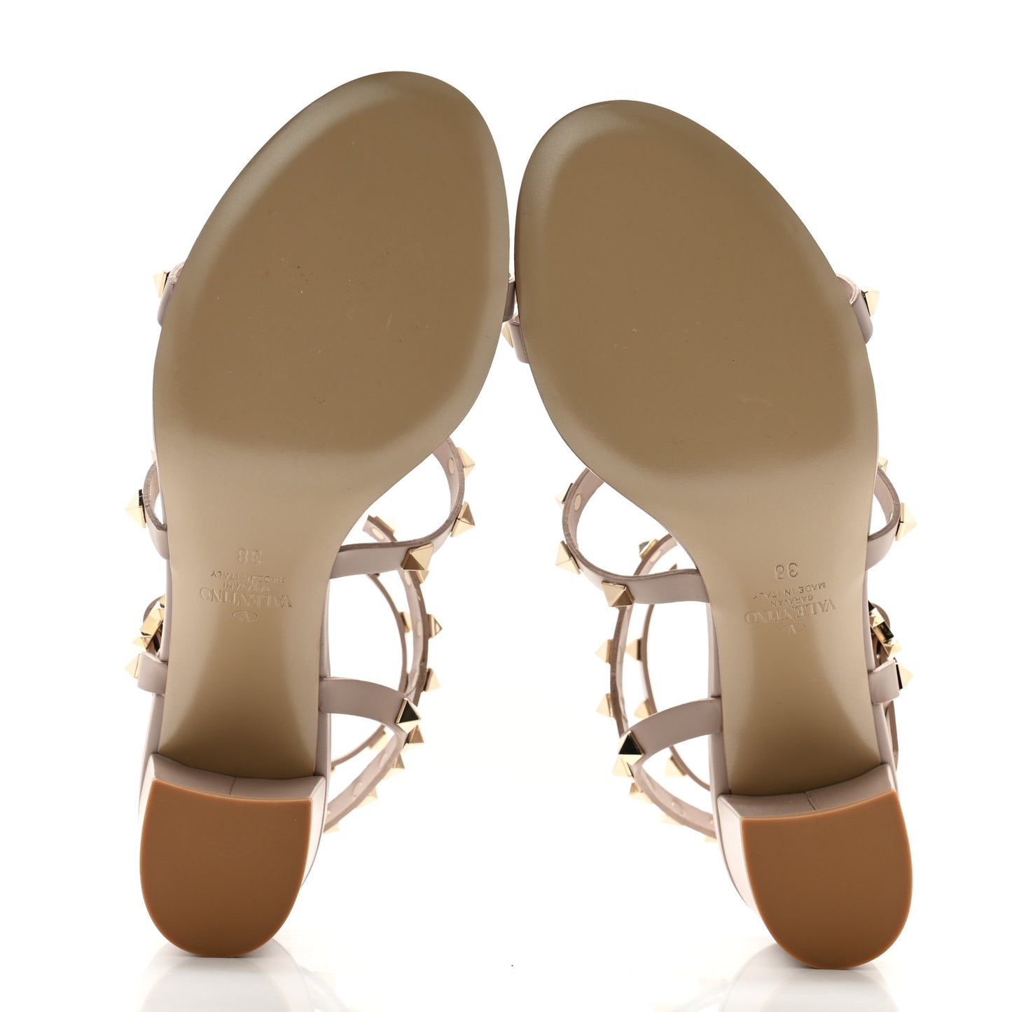 Calfskin Rockstud 60mm City Sandals 38 Poudre