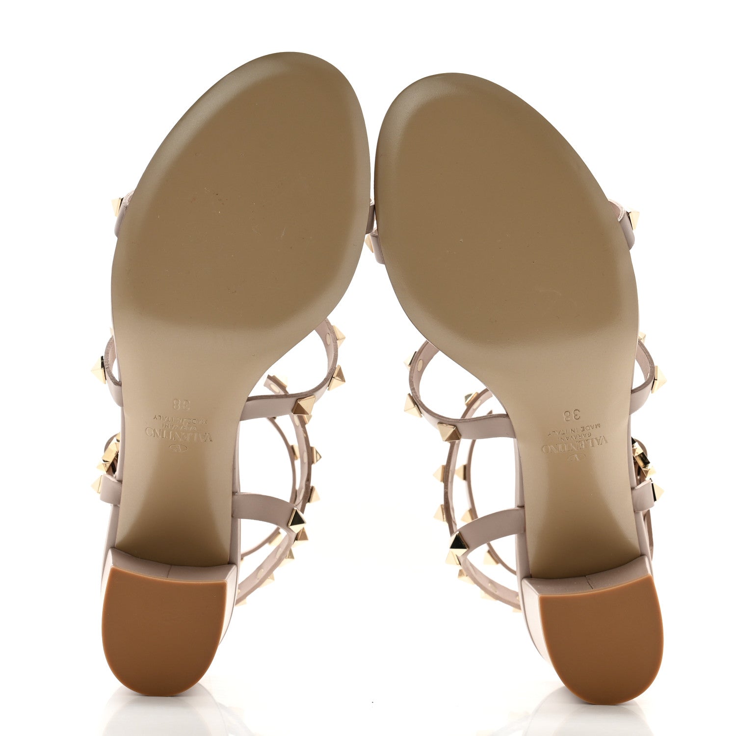 Valentino Garavani Calfskin Rockstud 60mm City Sandals 38 Poudre 5 of 8