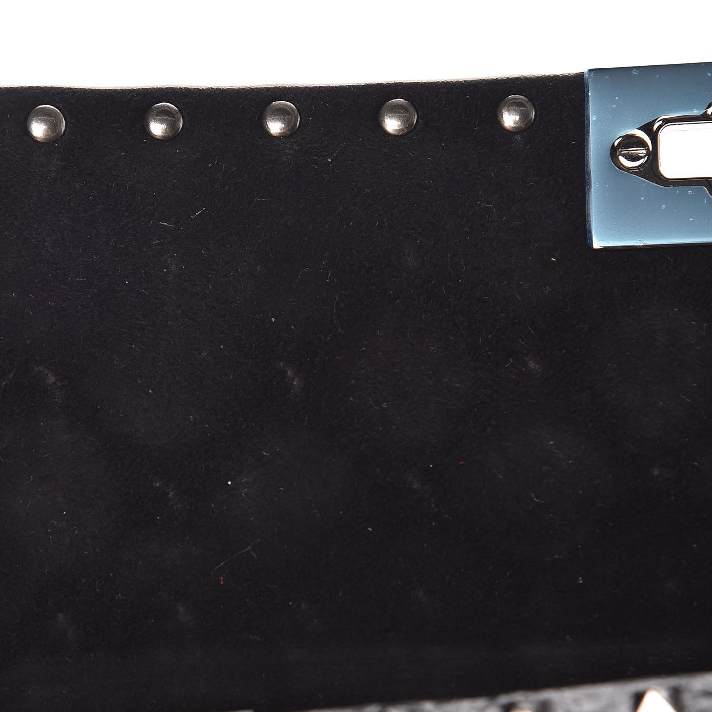 Craquele Nappa Rockstud Spike Wallet on Chain Black