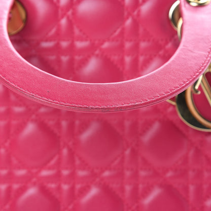 Christian Dior Lambskin Cannage Medium Lady Dior Fuchsia 14 of 17
