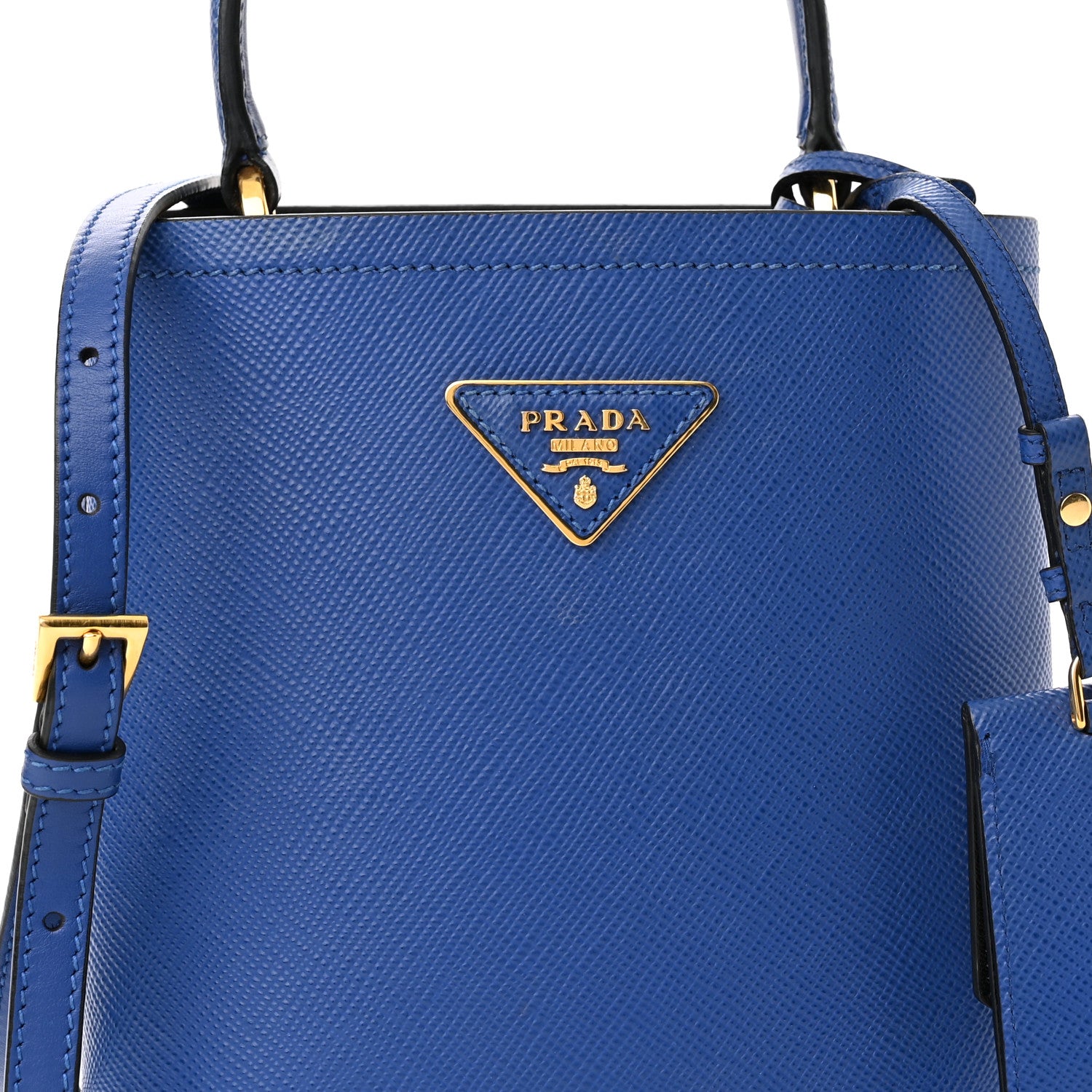 Prada Saffiano Cuir Calfskin Small Panier Bucket Bag Inchiostro Black 6 of 10