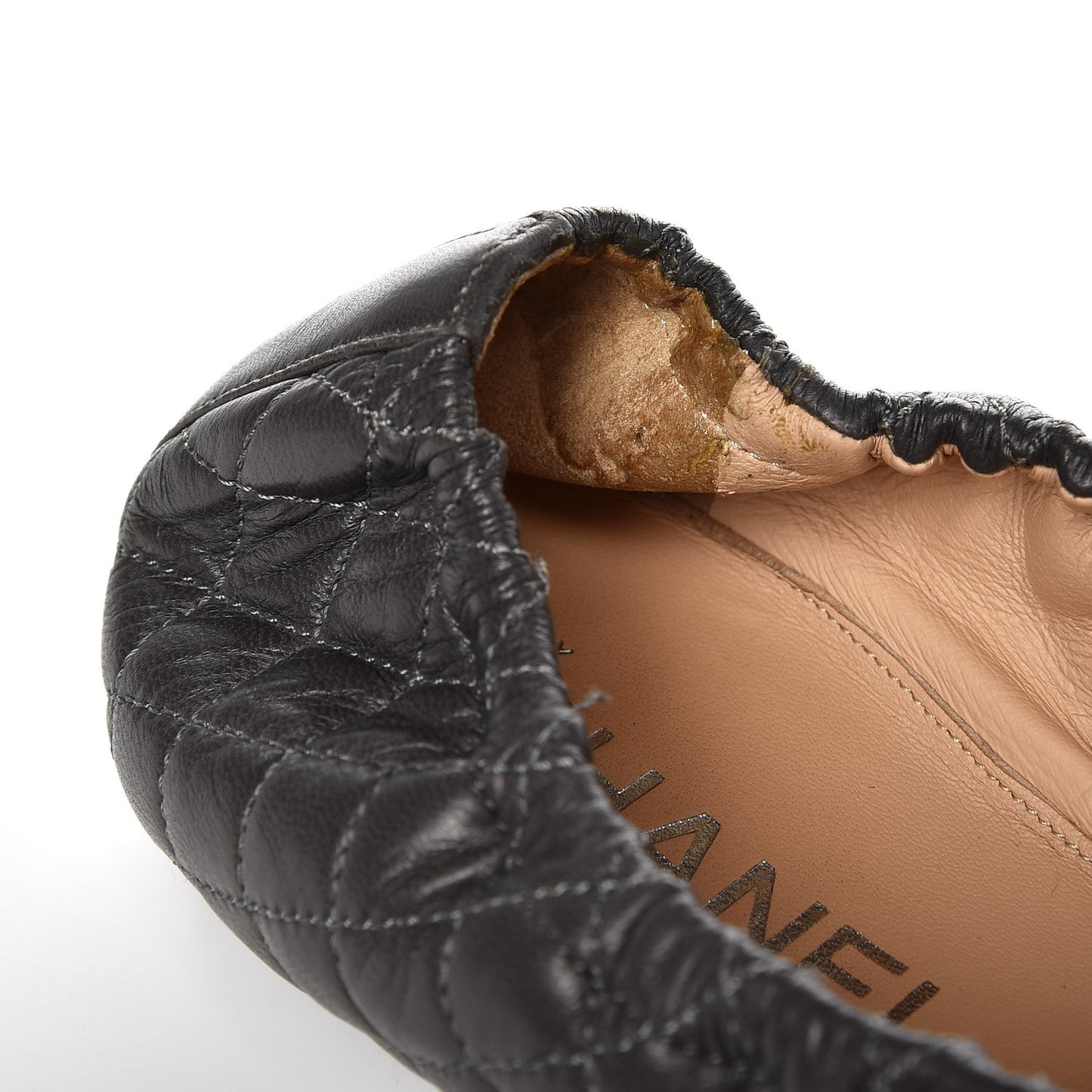 Lambskin Quilted Camellia Cap Toe Ballerina Flats 41 Grey Green