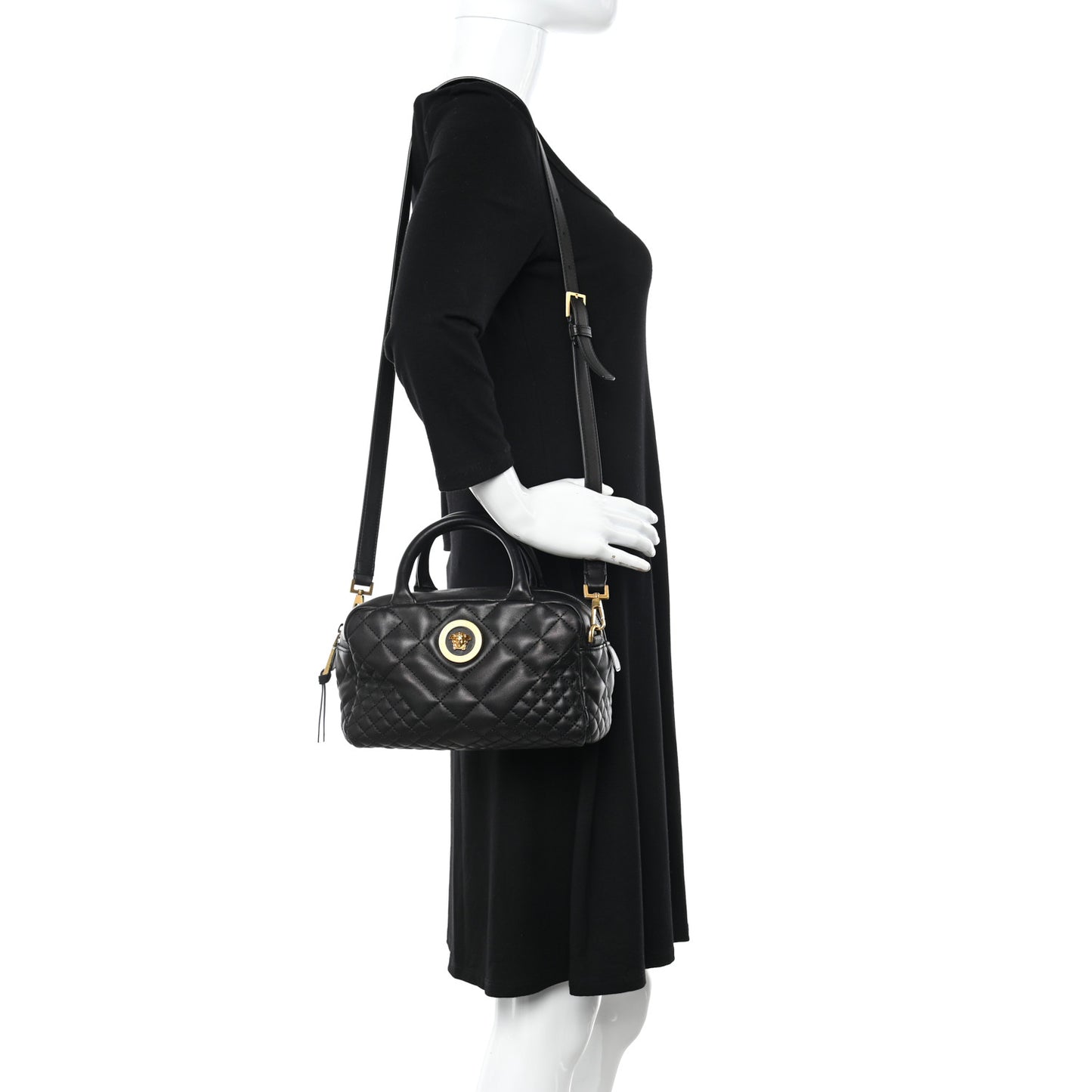 Nappa Quilted Icon Bowler Bag Black