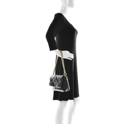 Prada Nappa Re-Nylon Triangle Quilted Patchwork System Flap Shoulder Bag Black 2 of 10