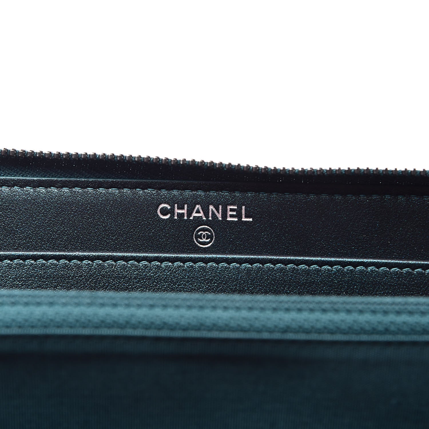 Chanel Iridescent Caviar Quilted Large Filigree Zip Around Wallet Dark Turquoise 6 of 9