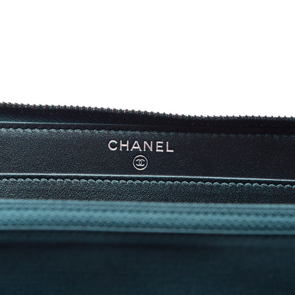 Chanel Iridescent Caviar Quilted Large Filigree Zip Around Wallet Dark Turquoise 6 of 9