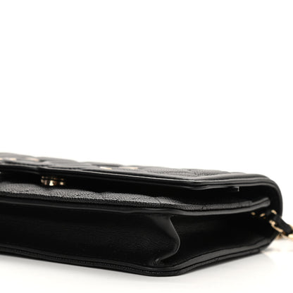 Chanel Caviar Quilted CC Filigree Wallet On Chain WOC Black 11 of 12