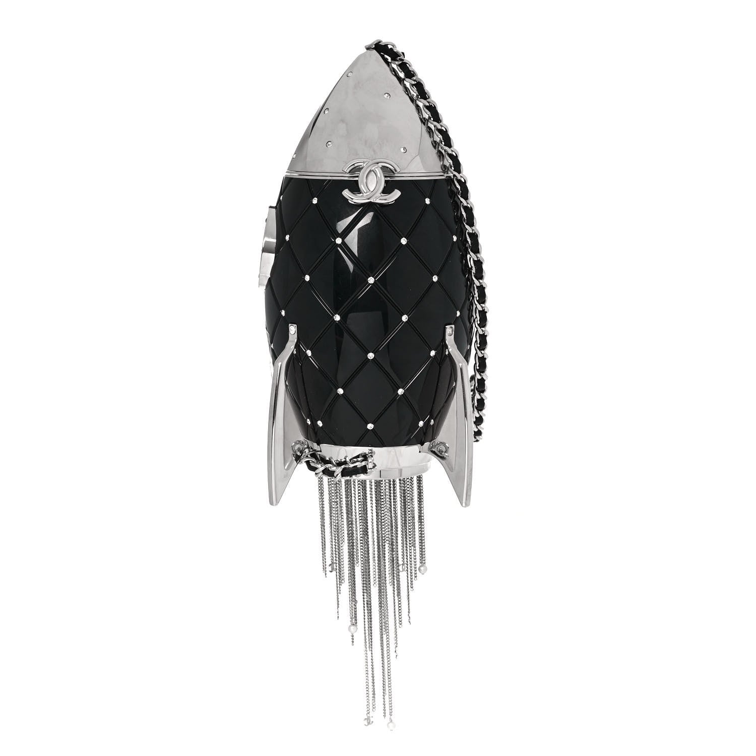 Chanel Plexiglass Crystal Rocket Ship Minaudière Clutch Black 1 of 8