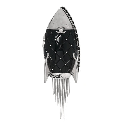 Chanel Plexiglass Crystal Rocket Ship Minaudière Clutch Black 1 of 8