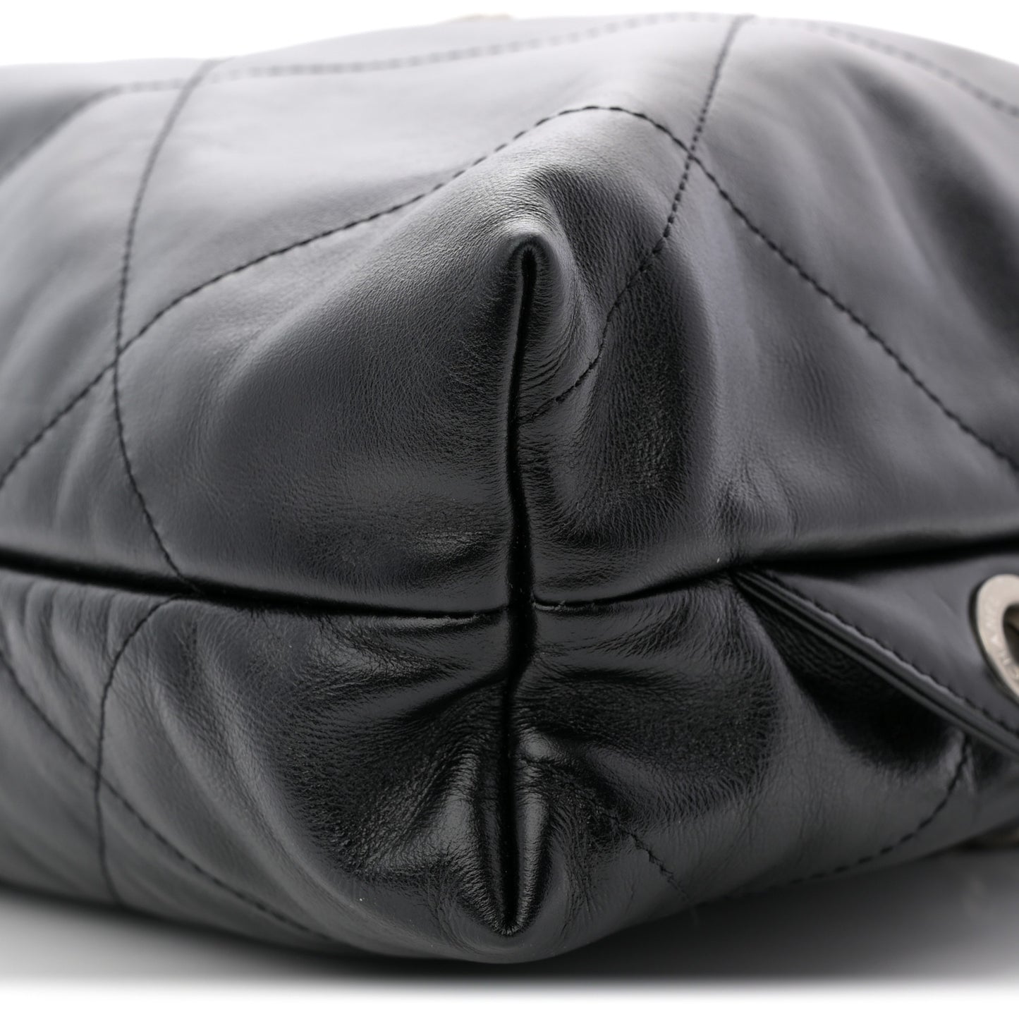 Shiny Calfskin Quilted Chanel 22 Backpack Black