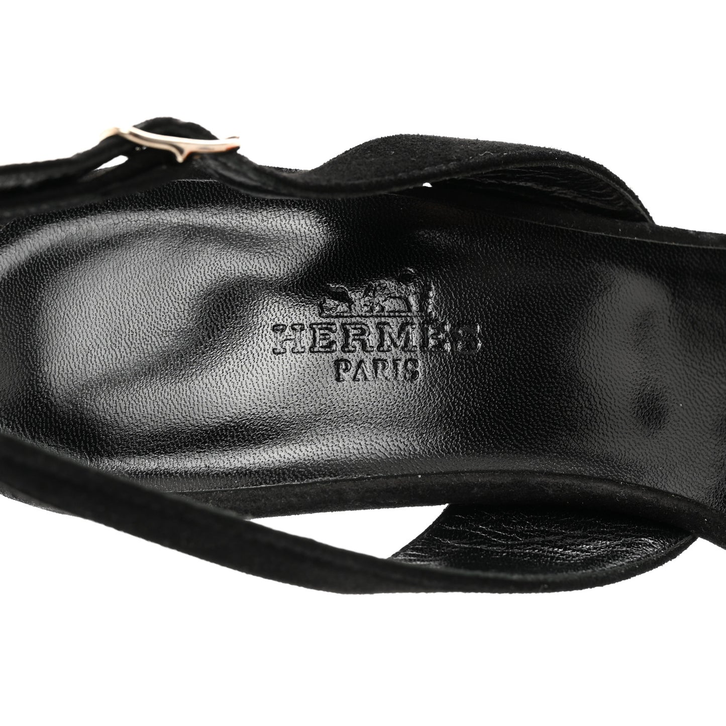Velour Goatskin Crystal Poudre Night 70 Slingback Sandals 38 Argent Black