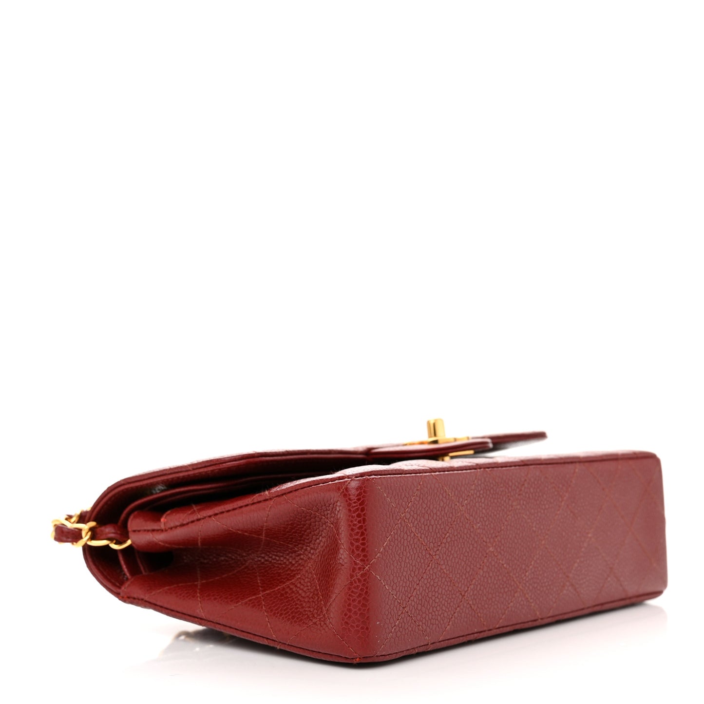 Caviar Quilted Small Double Flap Dark Red