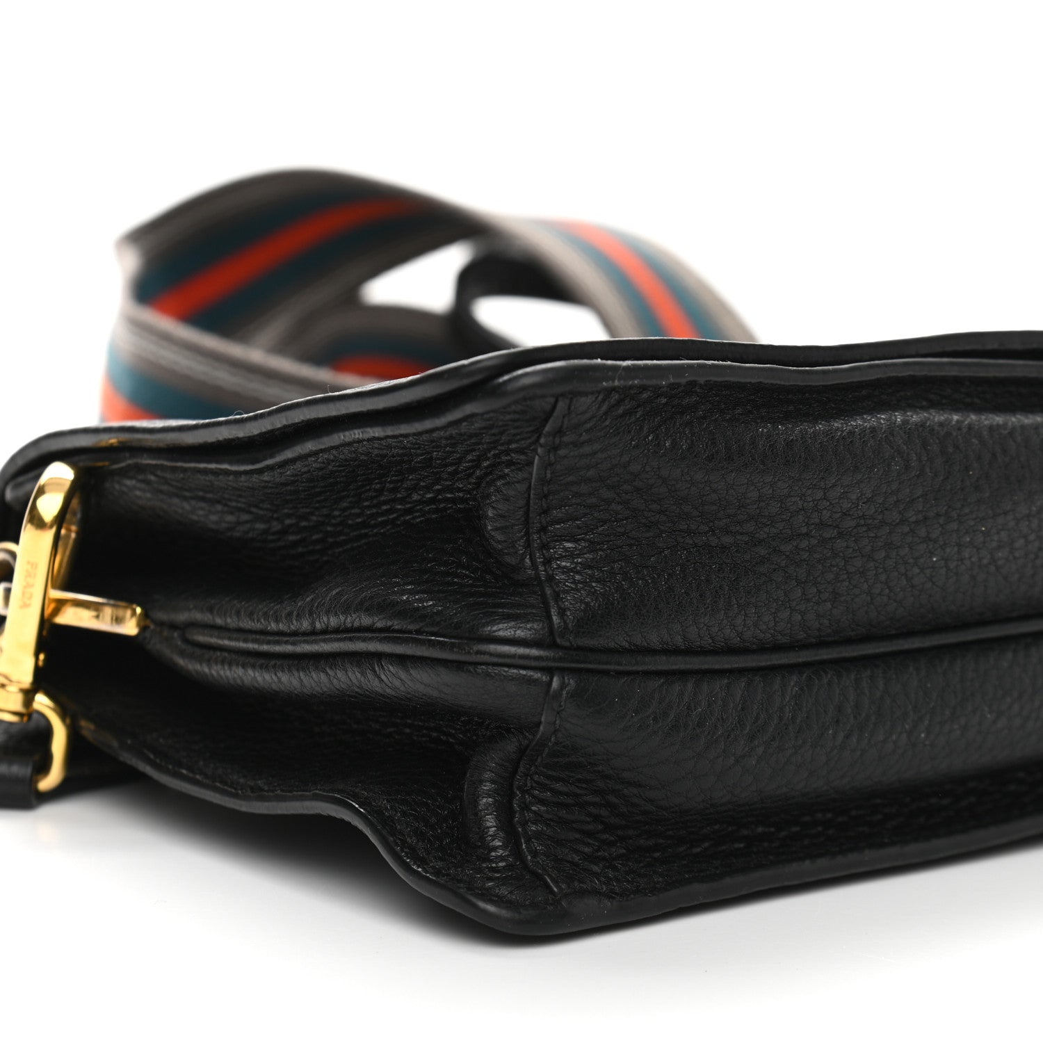 Prada Vitello Daino Double Strap Flap Crossbody Black 10 of 12