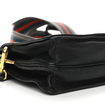 Prada Vitello Daino Double Strap Flap Crossbody Black 10 of 12