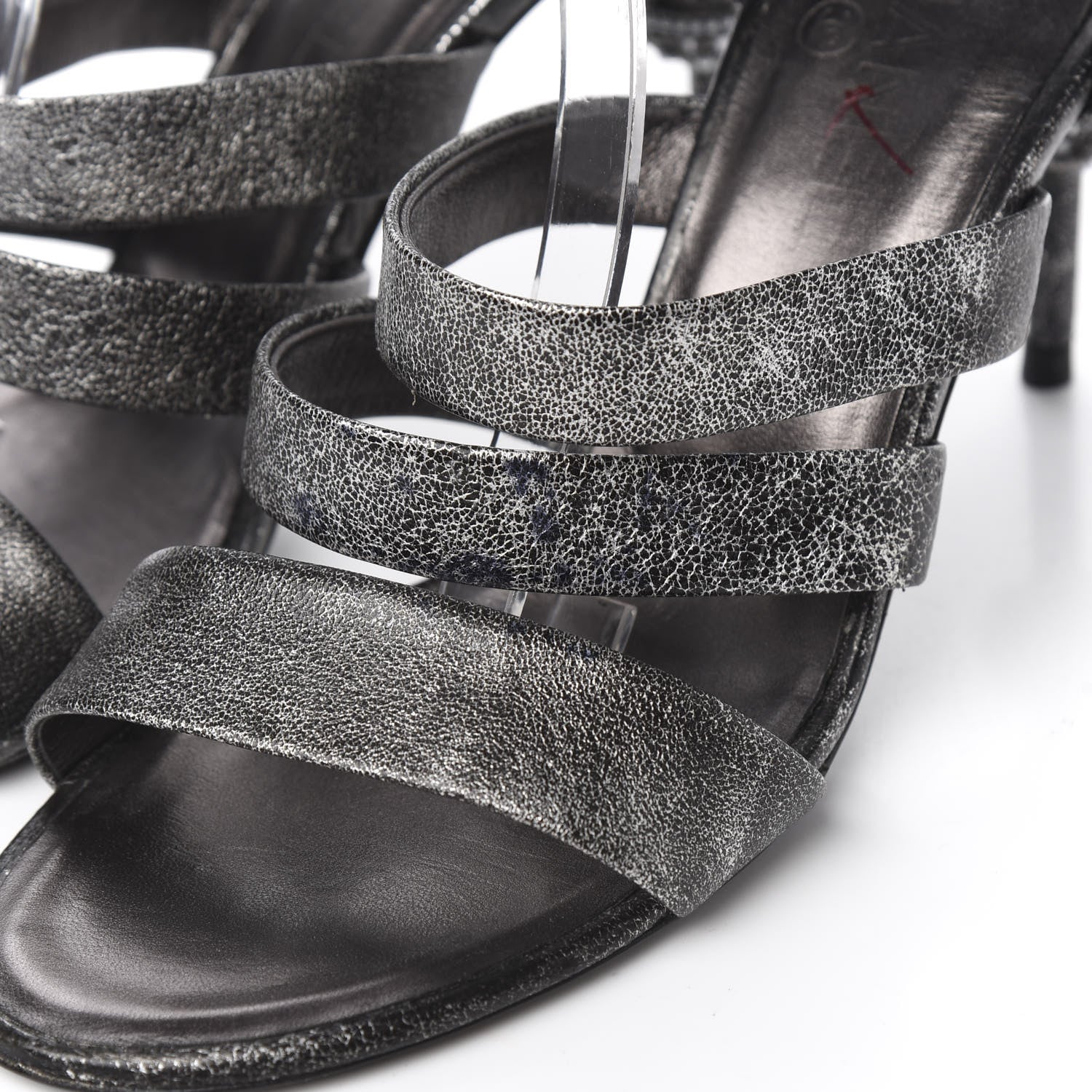 Chanel Cracked Metallic Calfskin Pearl Sandals 41 Dark Silver 14 of 16
