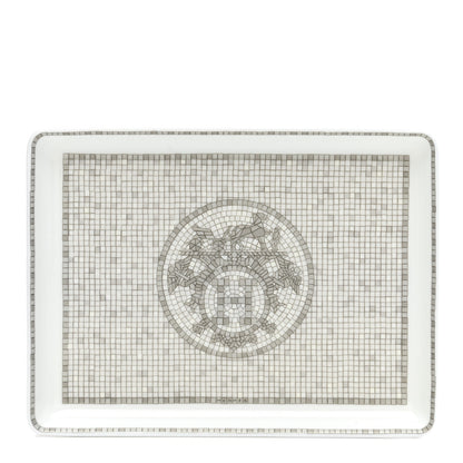 Hermes Porcelain Mosaique Au 24 Sushi Plate Platine 1 of 7