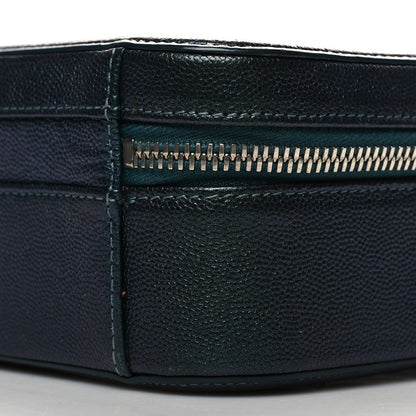Chanel Iridescent Caviar Quilted Medium CC Filigree Vanity Case Dark Turquoise 10 of 11