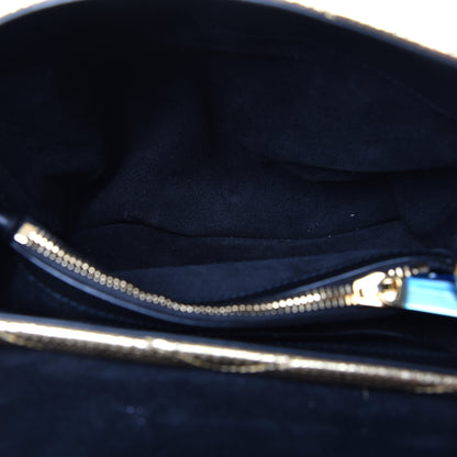 Saint Laurent Snake Embossed Lame Y Quilted Small Loulou Monogram Chain Satchel Oro 5 of 8