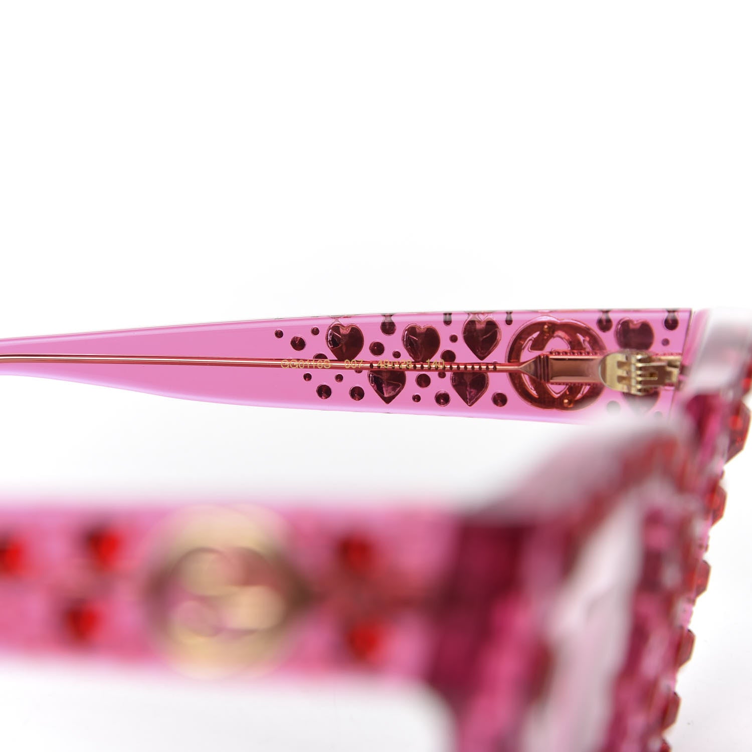 Gucci Acetate Crystal Heart GG0116S Sunglasses Fuchsia 6 of 8