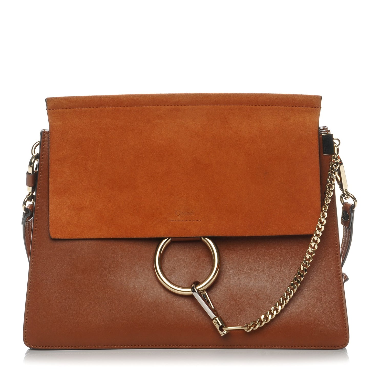 Suede Calfskin Medium Faye Shoulder Bag Tobacco