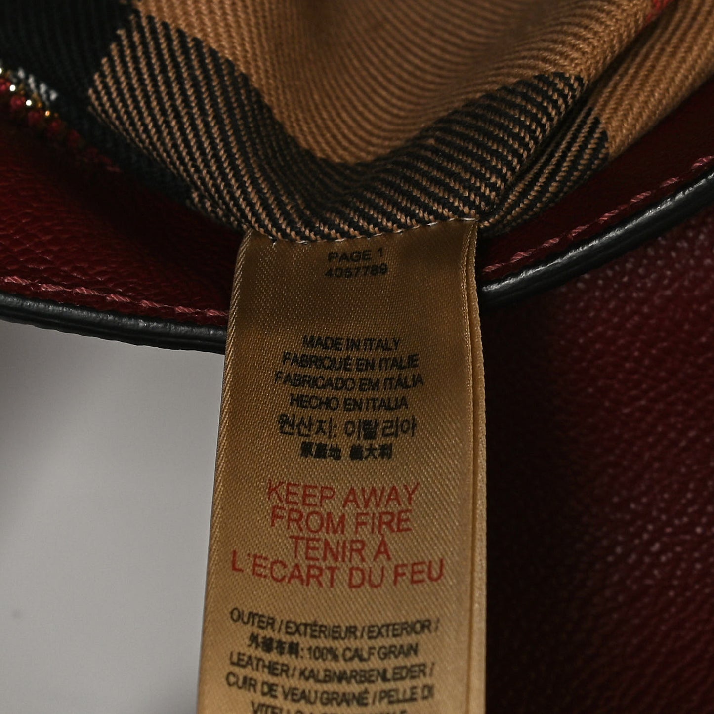 Soft Grain Calfskin Small Buckle Tote Antique Red