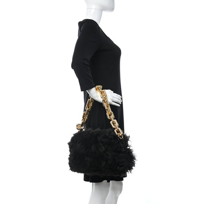 Bottega Veneta Shearling Lambskin The Pouch Chain Black 2 of 10