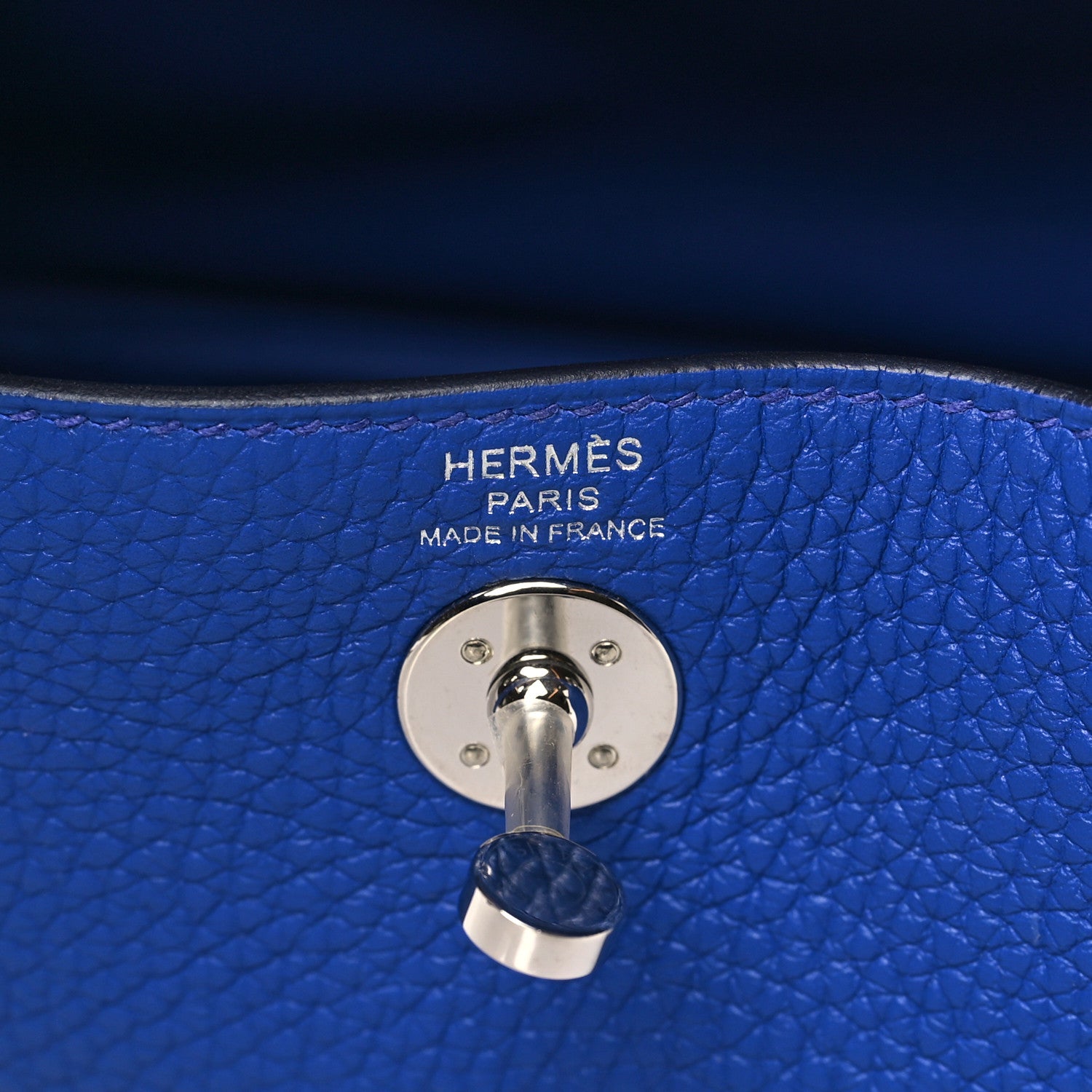 Hermes Taurillon Clemence Mini Lindy 20 Bleu Electrique 6 of 9