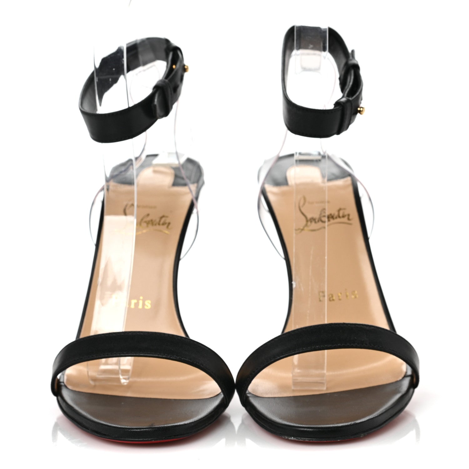 Christian Louboutin Shiny Nappa PVC Jonatina 100 Sandals 38.5 Black 2 of 9
