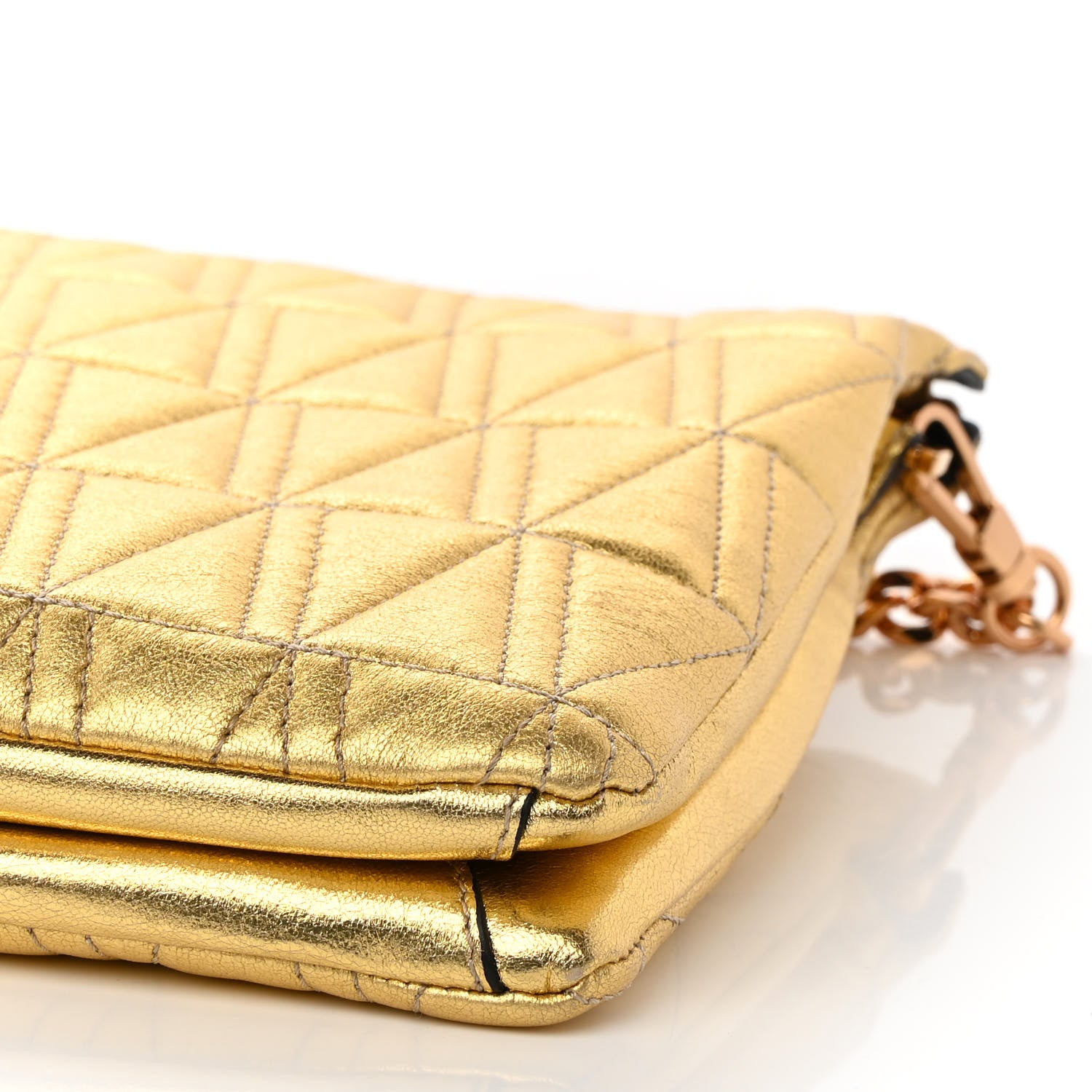 Versace Metallic Lambskin Quilted Virtus Shoulder Bag Gold 9 of 9