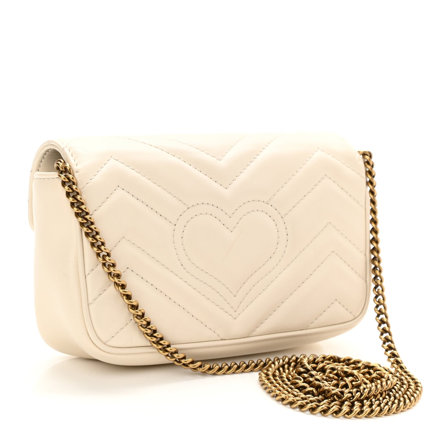Calfskin Matelasse Super Mini GG Marmont Shoulder Bag White