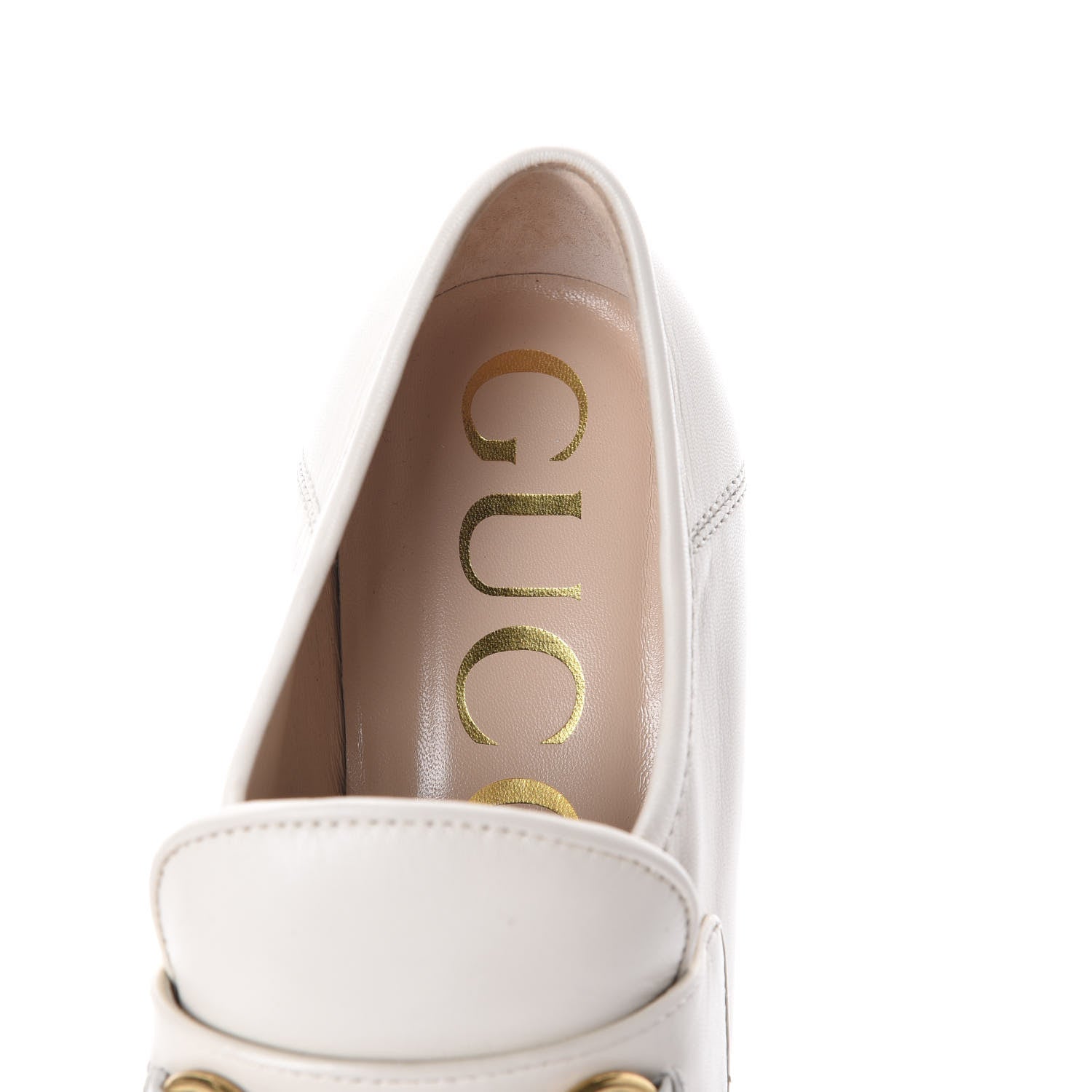 Gucci Malaga Kid Pearl Studded Vegas Platform Loafers 39 Mystic White 5 of 9