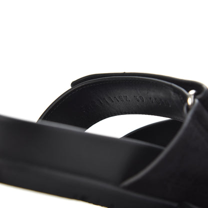 Hermes Suede Goatskin Womens Chypre Sandals 39 Black 8 of 9