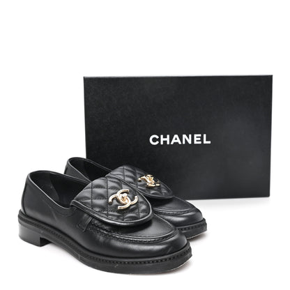 Chanel Lambskin Quilted CC Turnlock Loafers 36 Black 10 of 10
